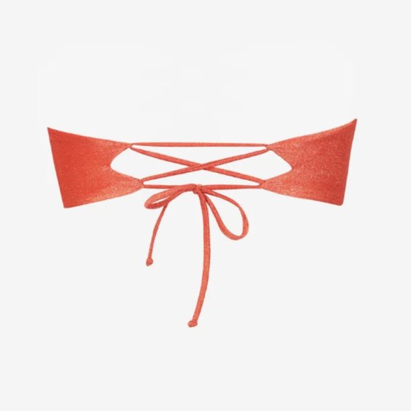Sara Cristina Hava Bikini with Bandeau Top and Bottom in Shiny Orange Size XS - Picture 3 of 16